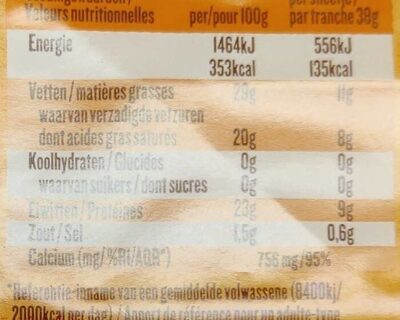 Passendale classic - Nutrition facts