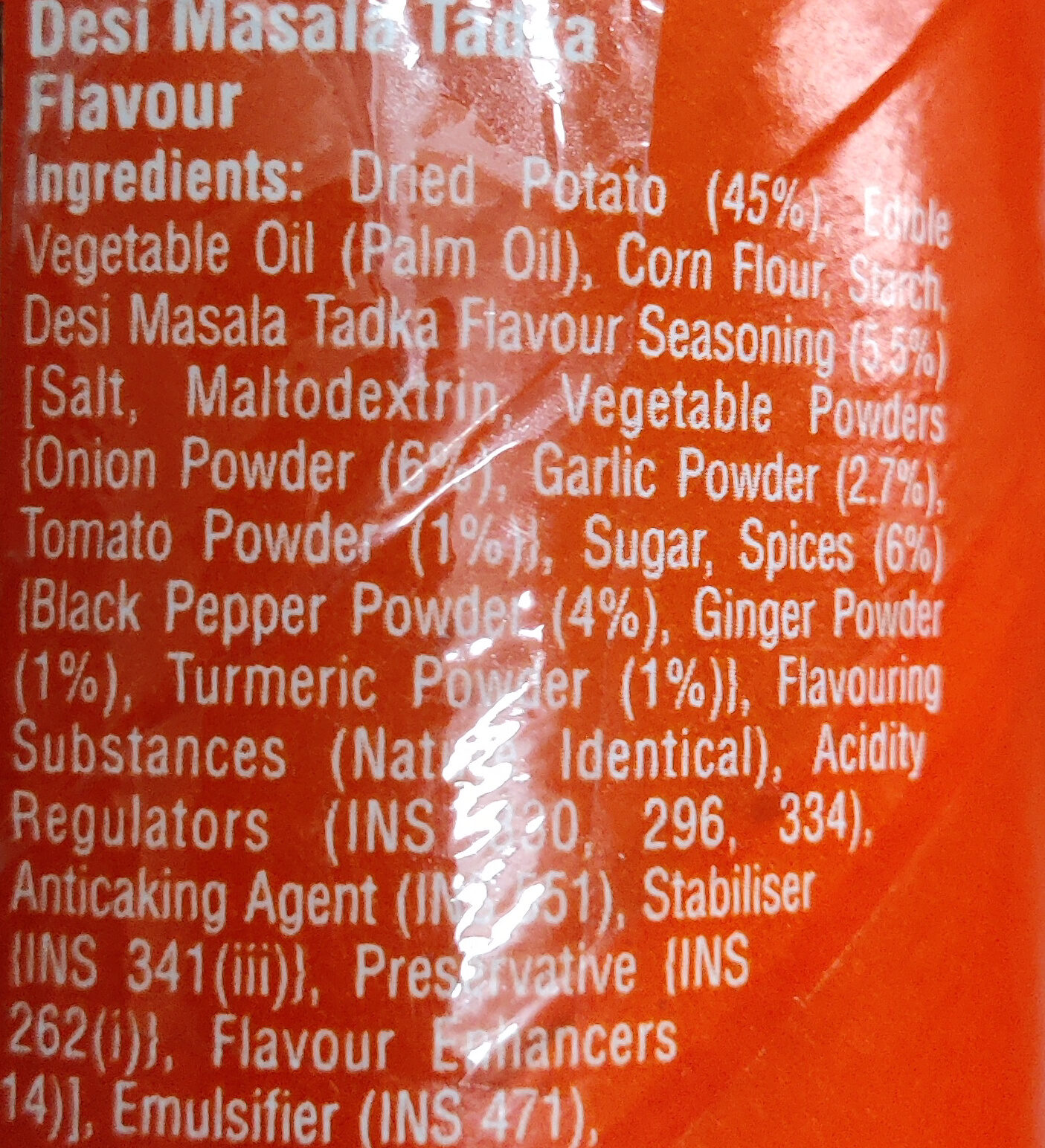 Pringles Desi Masala Tadka Flavour - Ingredients - en