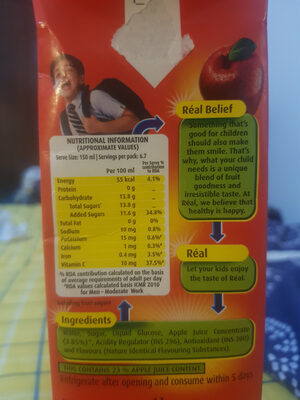 real apple juice - Nutrition facts - en